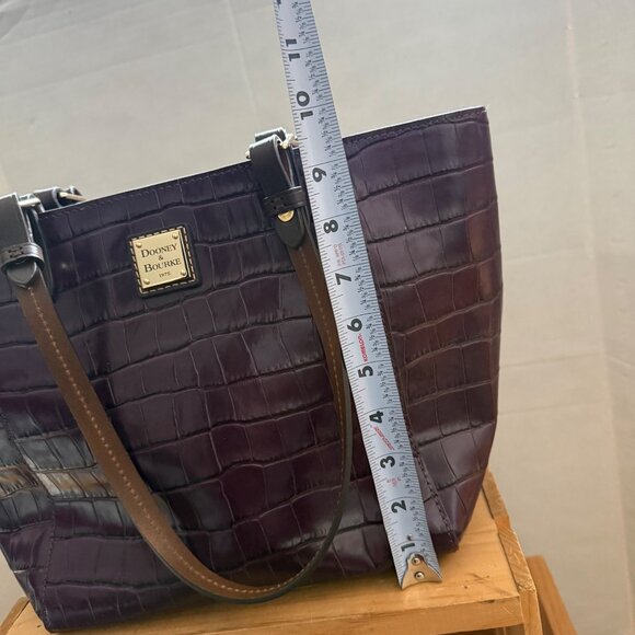 Dooney & Bourke Purple Oakdale Janie Tote Croc Embossed Leather Tote Bag Purse - Picture 13 of 15